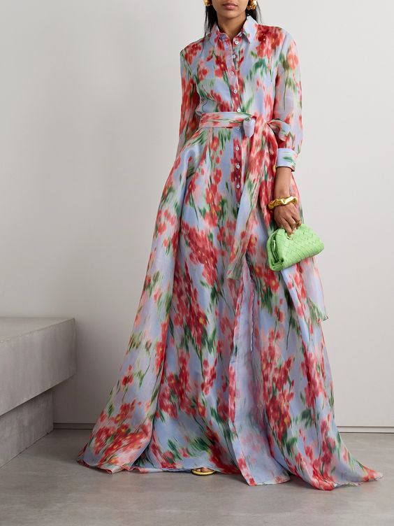 Casual Printed Floral Gown Mexi